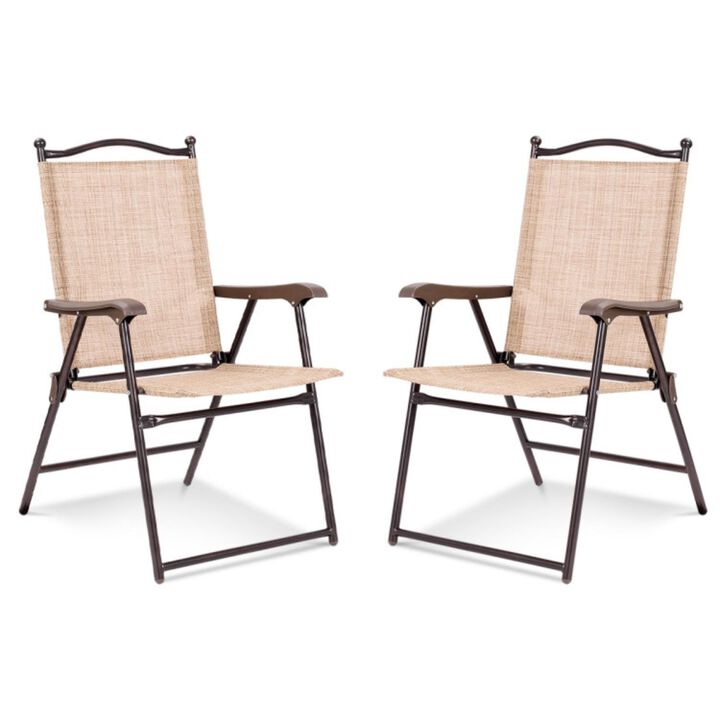 Hivvago Set of 2 Patio Folding Sling Back Camping Deck Chairs