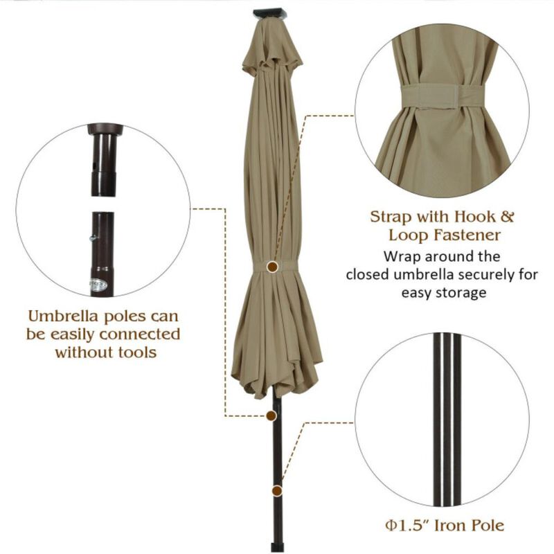 Hivvago 10 Feet Outdoor Patio Umbrella with Bright Solar LED Lights