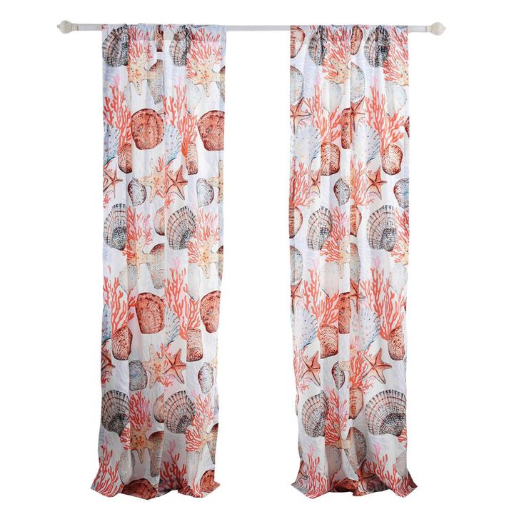 Greenland Home Fashions Beach Days Window Panel Pair - 42x84", Coral