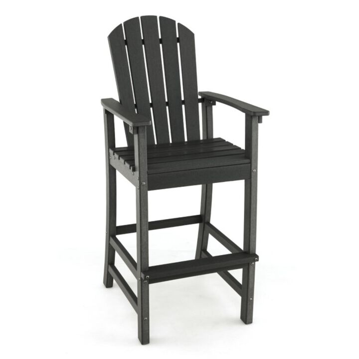 Hivvago Counter Height Outdoor HDPE Bar Stool with Armrests and Footrest