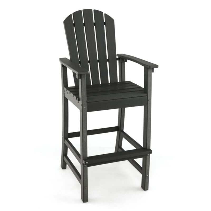 Hivvago Counter Height Outdoor HDPE Bar Stool with Armrests and Footrest