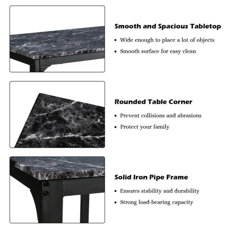 Hivvago 3 Pieces Dining Table Set with Faux Marble Tabletop and 2 Chairs Ideal for Small Space