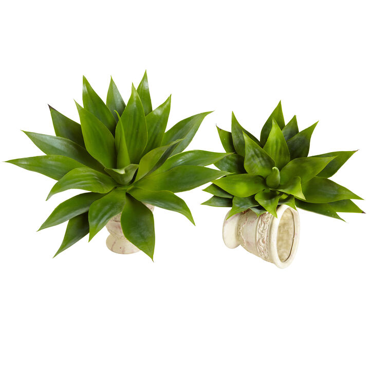 Hivvago 17" Agave Succulent Plant (Set of 2)