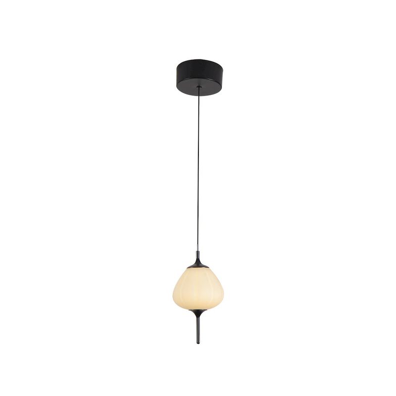 VONN Lighting Integrated LED Height Adjustable Pendant Light with Glass Shade in Black