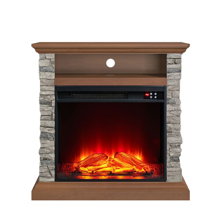 FESTIVO 32" Cozy Fireplace with Realistic Wood & Stone Finish