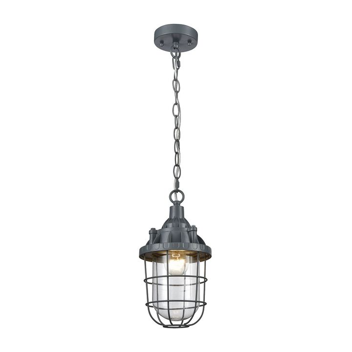 13" Grey Steel Trap 1-Light Mini Pendant