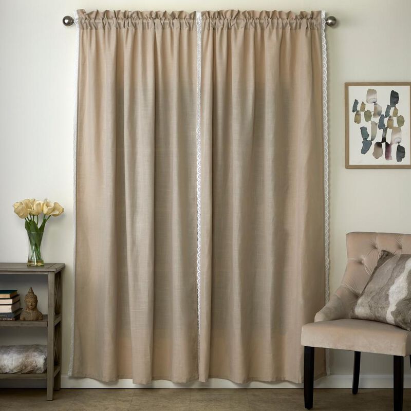 SKL Home By Saturday Knight Ltd Catherine Crochet Window Curtain Panel Pair - 2-Pack - 104X84", Tan