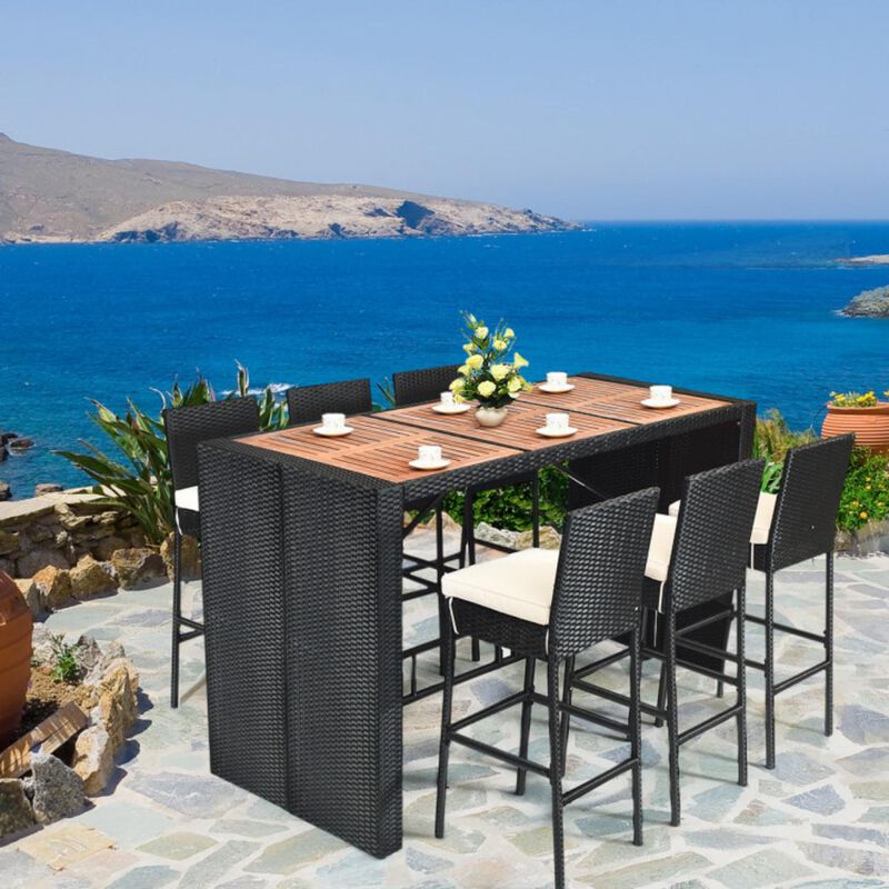 Hivvago 7 Pieces Patio Rattan Wicker Dining Furniture Set