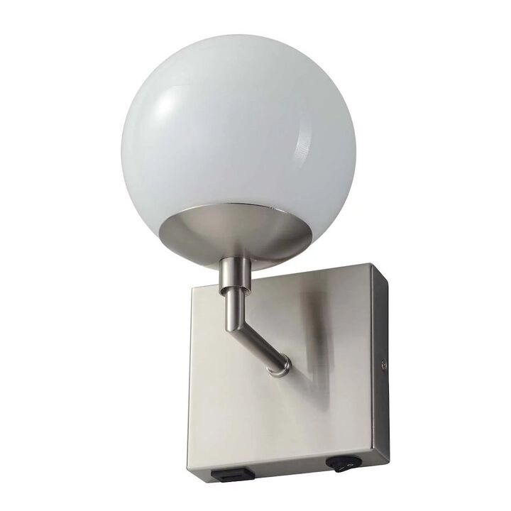 NOVA OF CALIFORNIA Globe Wall Sconce - 10'', Satin Nickel, Plug-in with Rocker Switch