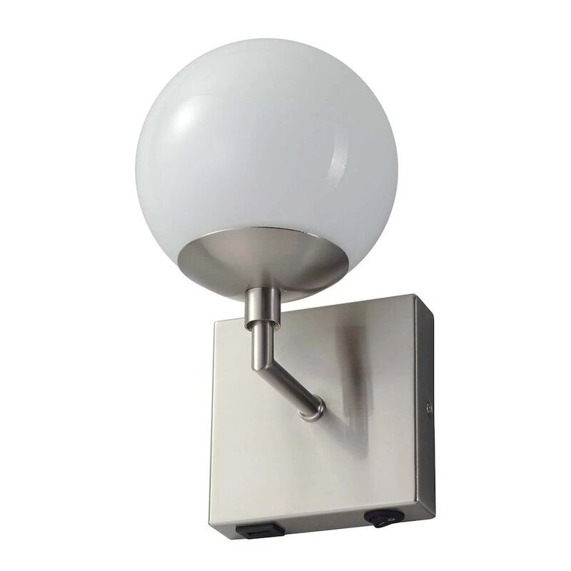 NOVA OF CALIFORNIA Globe Wall Sconce - 10'', Satin Nickel, Plug-in with Rocker Switch