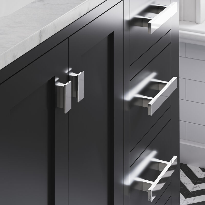 Madison 36 In. Single Sink Carrara White Marble Countertop Bath Vanity in Espresso with Chrome Hardware