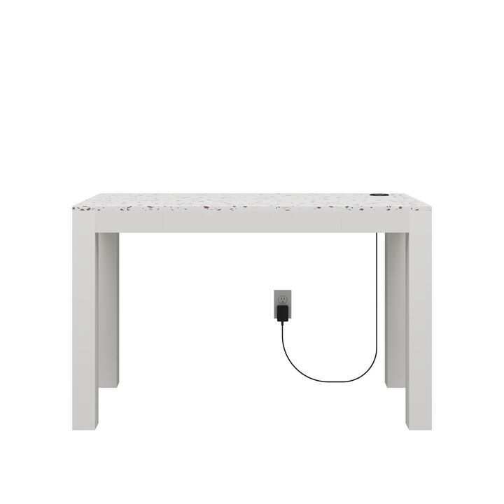 CosmoLiving by Cosmopolitan Astor Desk w/ Wireless Charger, White with Terrazzo Top