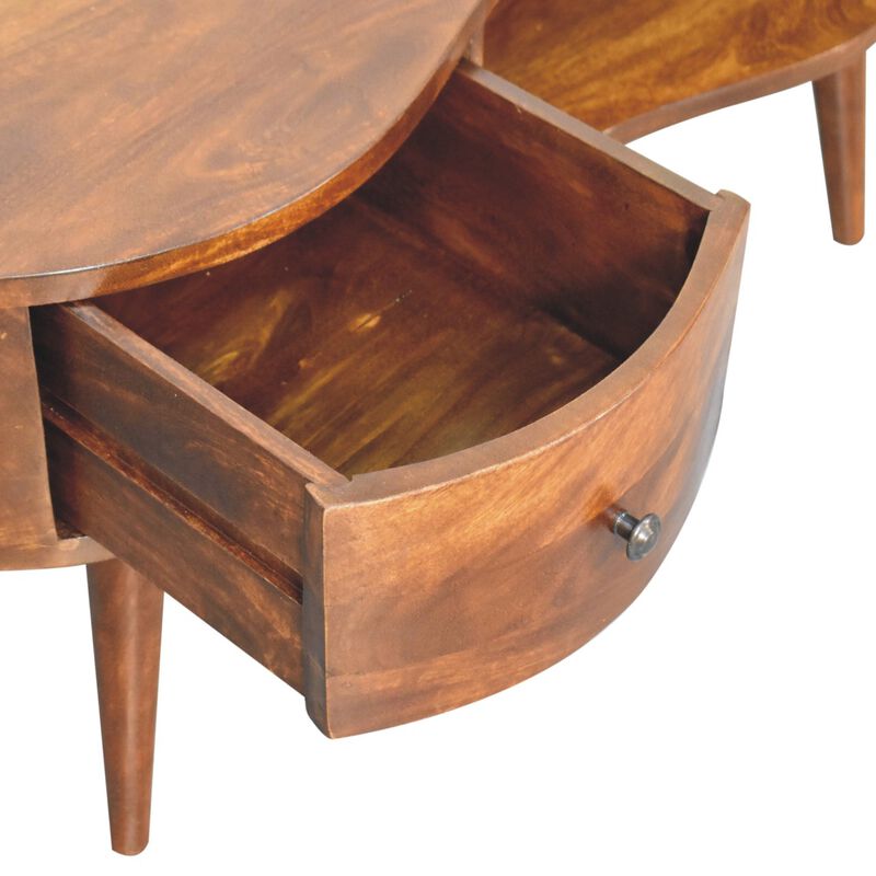Artisan Furniture Solid Wood Large Chestnut Wave Coffee Table