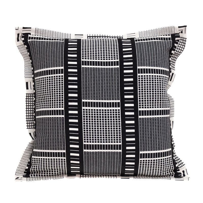 20" Black and Gray Geometric Patterned Throw Pillow