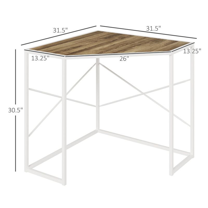 White Corner Workstation: Computer Desk with Steel Frame
