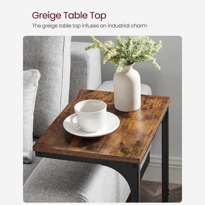 Sofa Side Table with C-Shaped Metal Frame Design