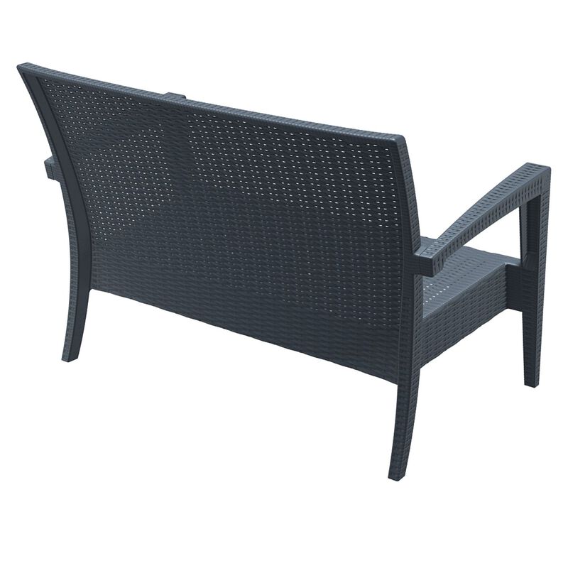 35" White Outdoor Patio Loveseat with Sunbrella Cushion