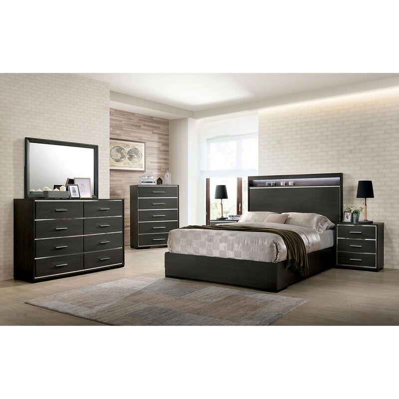 Streamdale Modern Nightstand with Chrome Trim