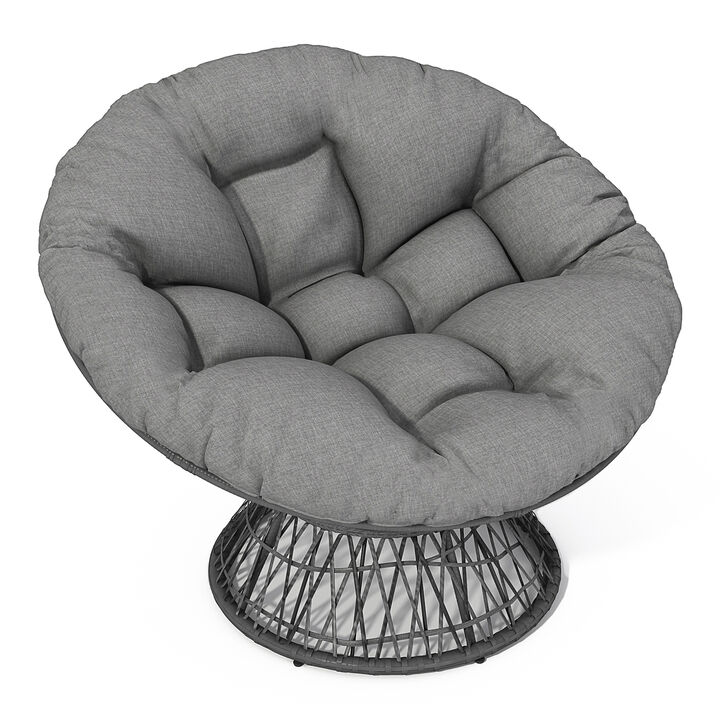 40" Ergonomic Wicker Chair with Cloud Thick Density Fabric Cushion,3-proof Cover,High Capacity Iron Frame,Fluid 360 Degree Swivel for Reading,Living Room, Bedroom,Lounge