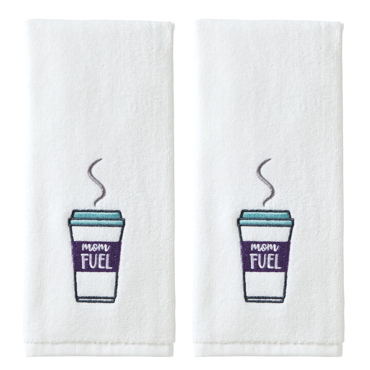 SKL Home Saturday Knight Ltd Mom Fuel Hand Towel - (2-Pack) - 16x25", White