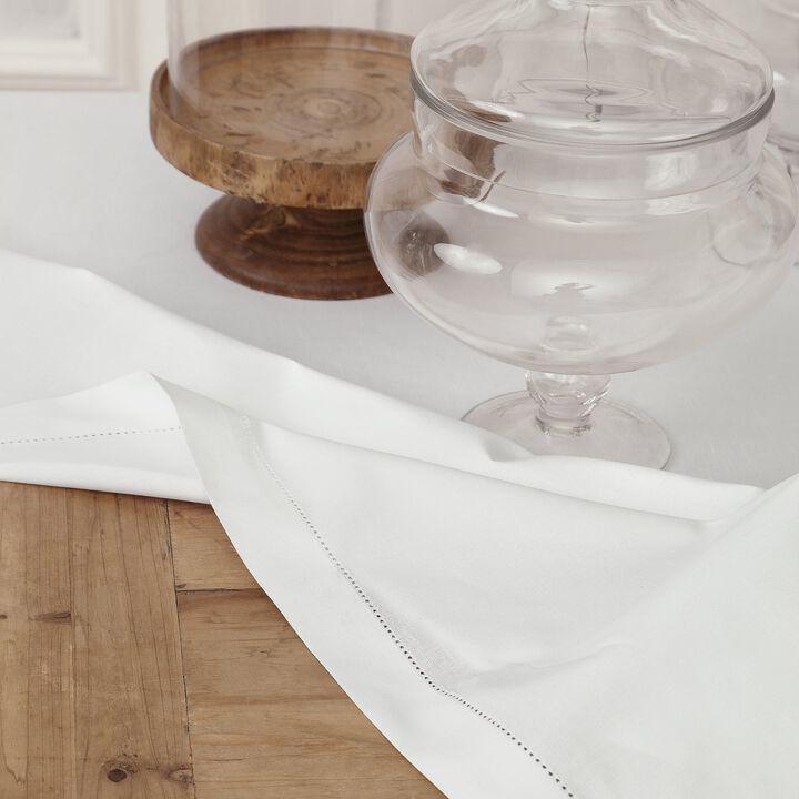 Solino Home Cotton Linen Hemstitch Tablecloth for Thanksgiving, Christmas