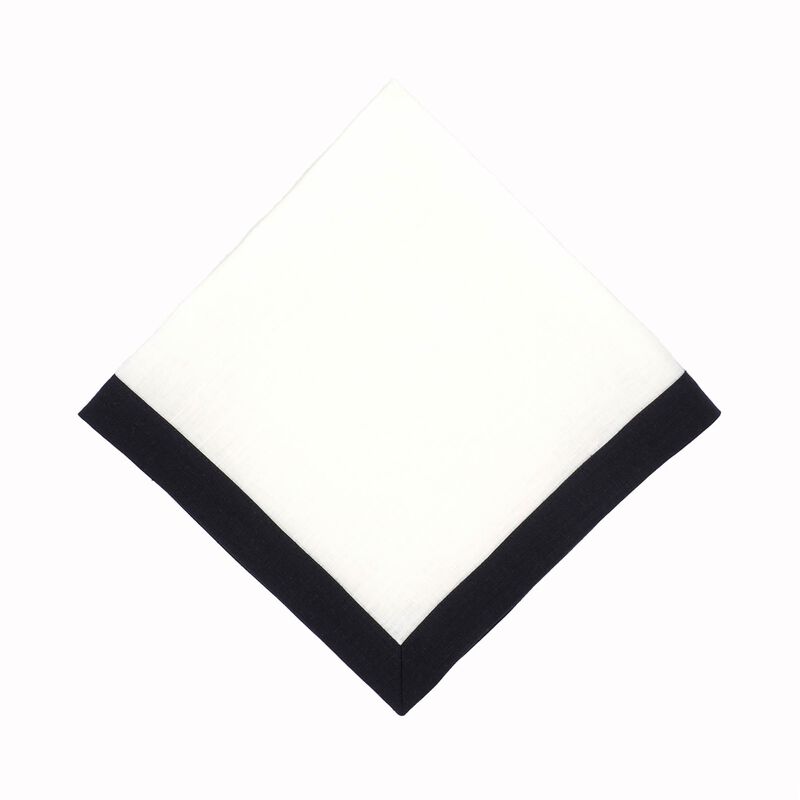 Linen Napkins With Black Borders, Set of 4
