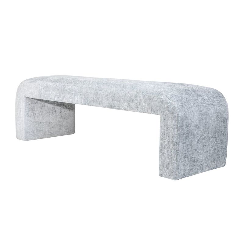 Jofran Sophia Modern Luxury Curved Upholstered Waterfall Jacquard Bench - Large