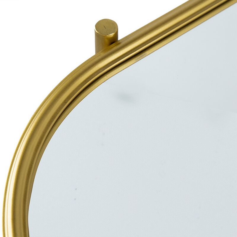 30 Inch Console Sideboard Table, Oblong, Mirrored Top, Black, Gold - Benzara