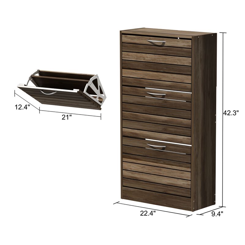 42.3 in. H x 22.4 in. W, Brown Wood Grain Environment-Friendly High-Quality Particle Board Shoe Storage Cabinet