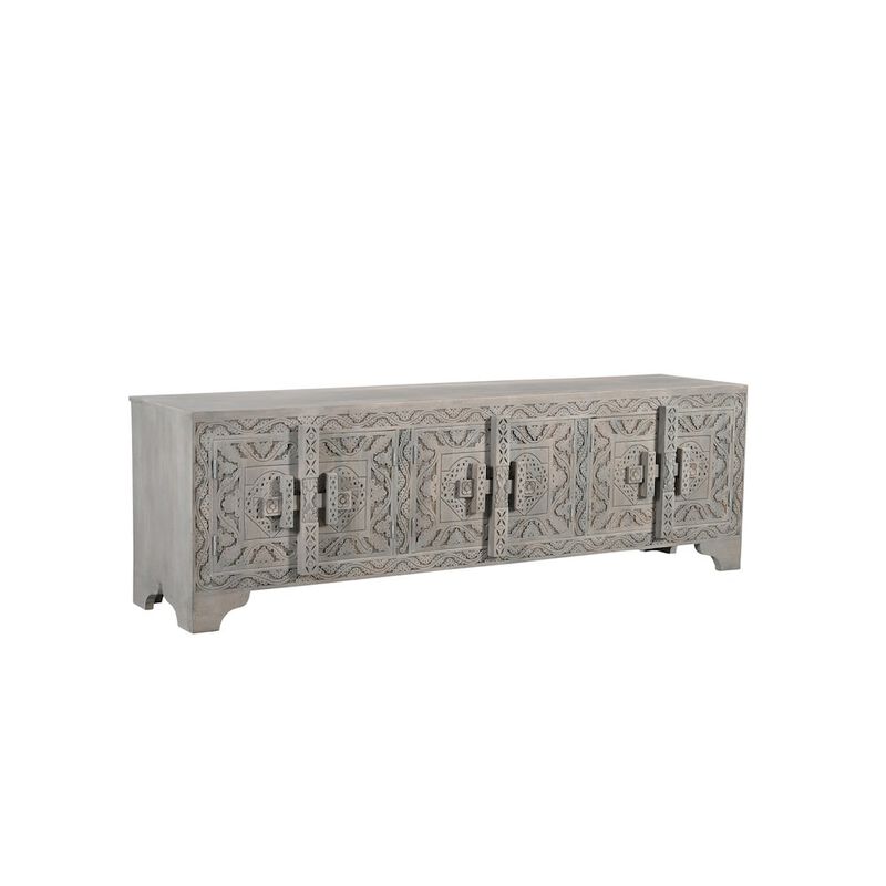 Taran Designs Grayson 6-door Carved Solid Wood TV Stand