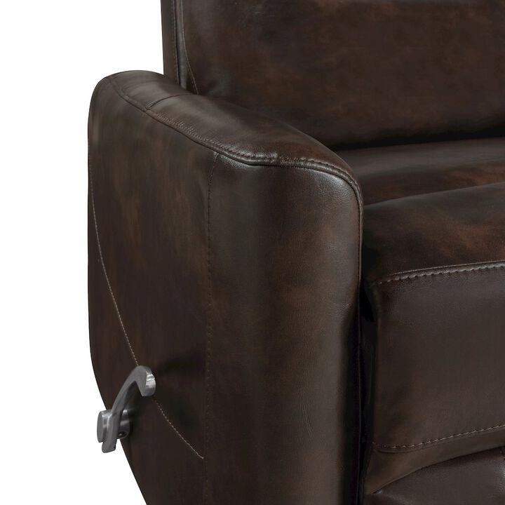 New Classic Furniture Takami Faux Leather Swivel Recliner, Brown