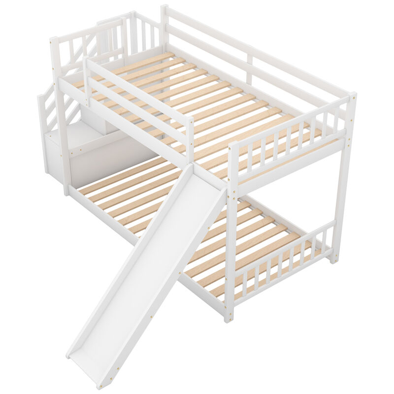 Merax Twin over Twin Bunk Bed with Convertible Slide and Stairway