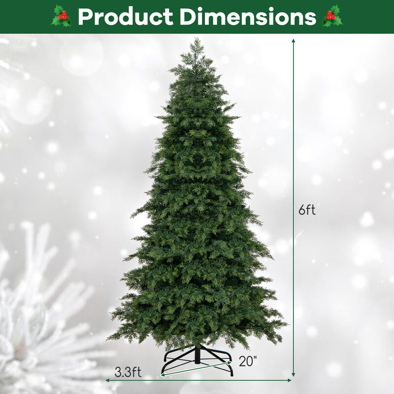 Artificial Christmas Tree Green Hinged Holiday Tree with Lush Branch Tips