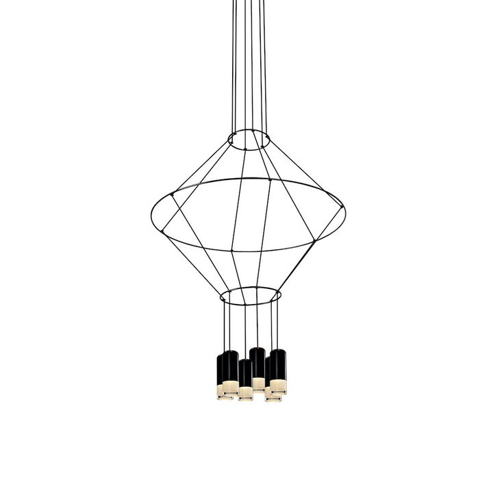 VONN Lighting 6-Light Integrated LED Height Adjustable Circular Pendant Lighting Black