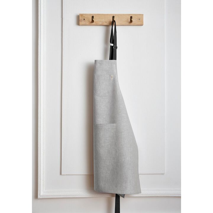 Solino Home 100% Pure Linen Bib Apron 32 x 27 Inch | Linen Kitchen Apron for Men and Women