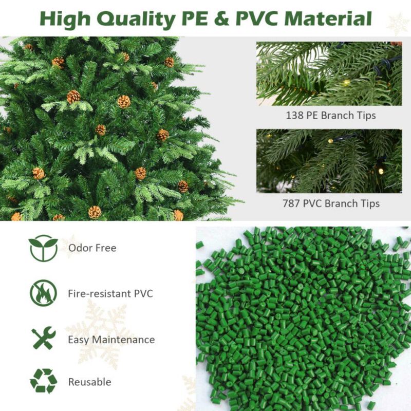 Artificial Christmas Tree with LED Lights and Pine Cones
