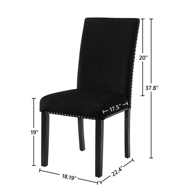 New Classic Furniture Furniture 37.75 Velvet & Wood Dining Chair in Black (Set of 2)