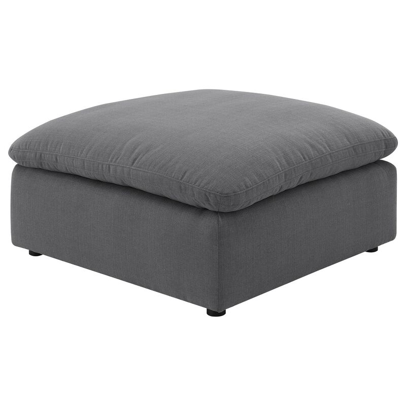 Hobo Square Ottoman, Charcoal Gray Fabric, Foam Cushions, 40 Inch - Benzara