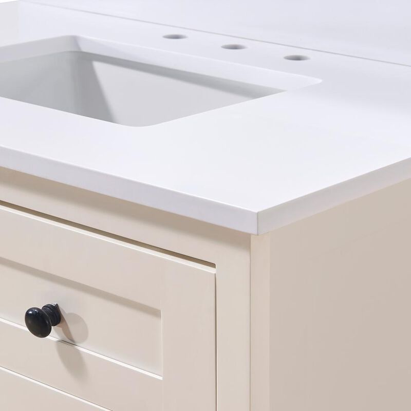 Altair 37. in Composite Stone Vanity Top in Snow White with White Sink