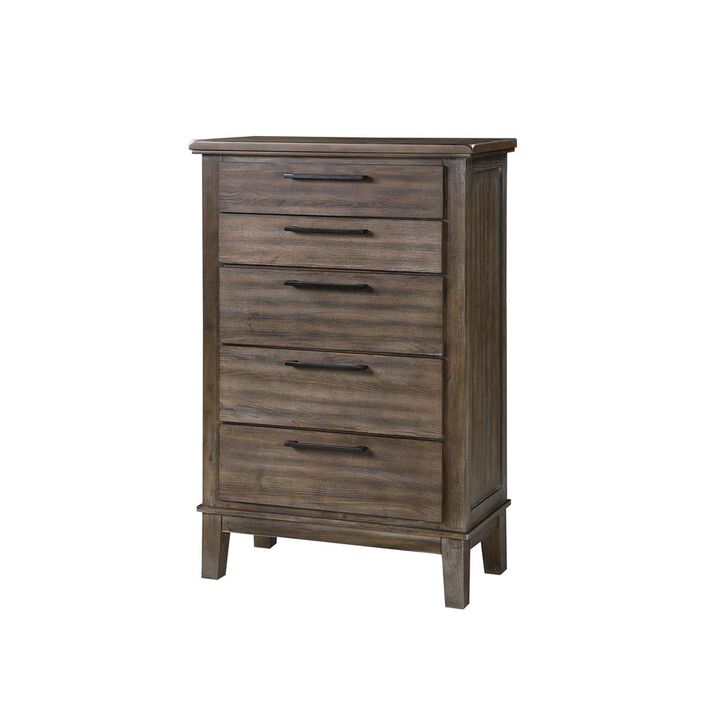 New Classic Furniture Furniture Cagney 5-Drawer Wood Chest in Vintage Brown