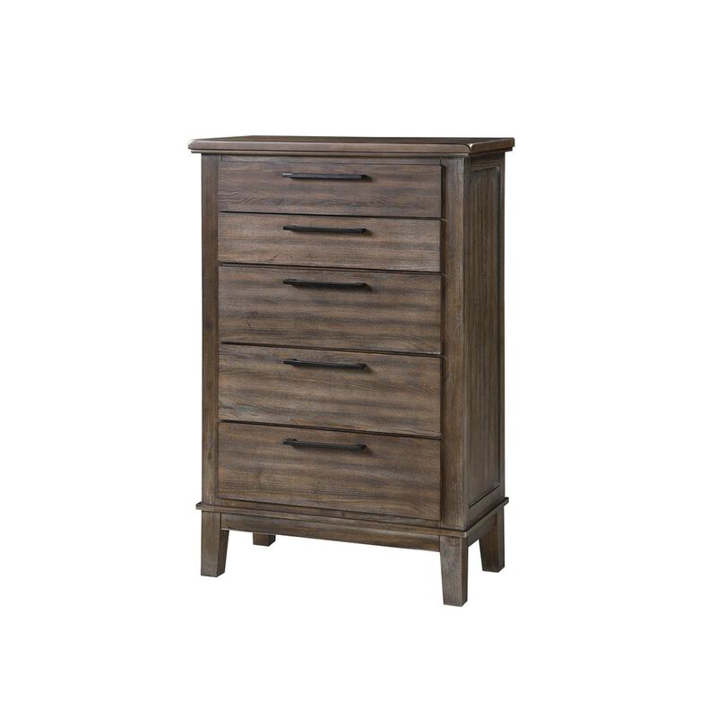 New Classic Furniture Furniture Cagney 5-Drawer Wood Chest in Vintage Brown