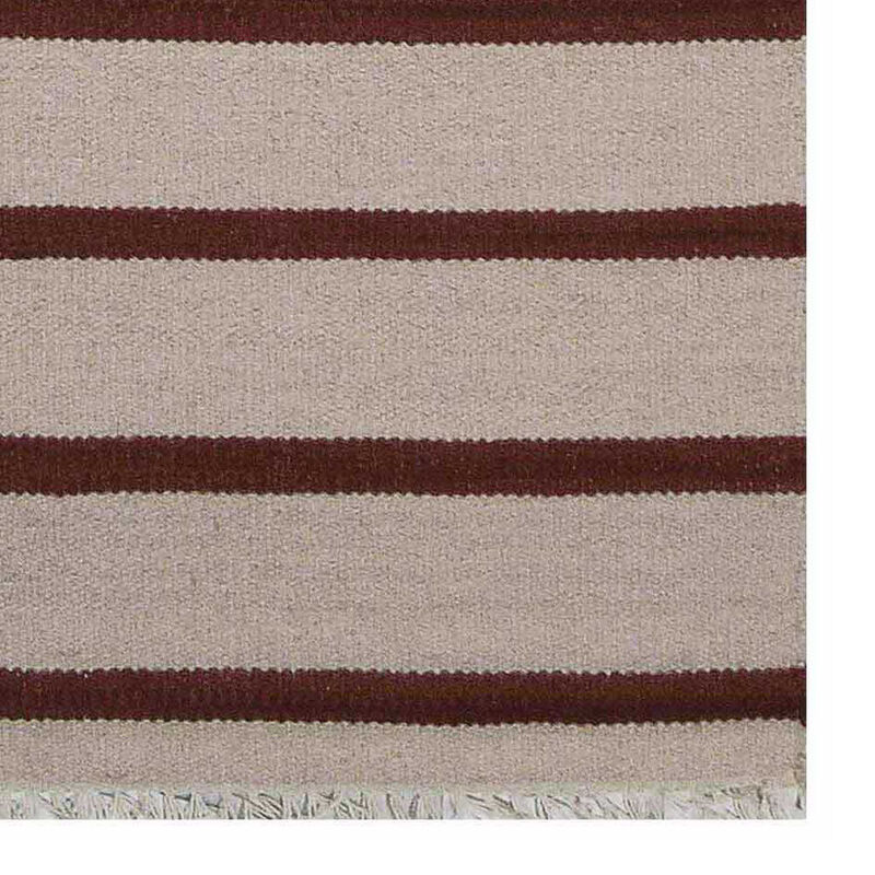 RUGSOTIC CARPETS HAND WOVEN FLAT WEAVE KILIM WOOL ECO-FRIENDLY AREA RUGS  - 2'6''x6', Runner Shape, Cream Red Color, Contemporary Modern Design, Low Pile Handmade Rugs for Living Room (D00118)