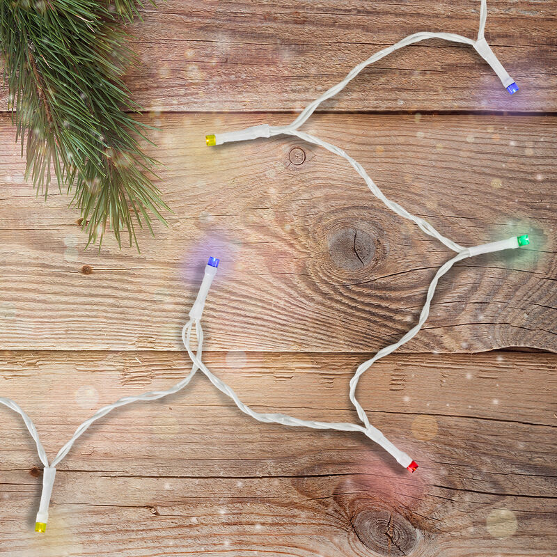 10 B/O Multi LED Wide Angle Christmas Lights - 3 ft White Wire