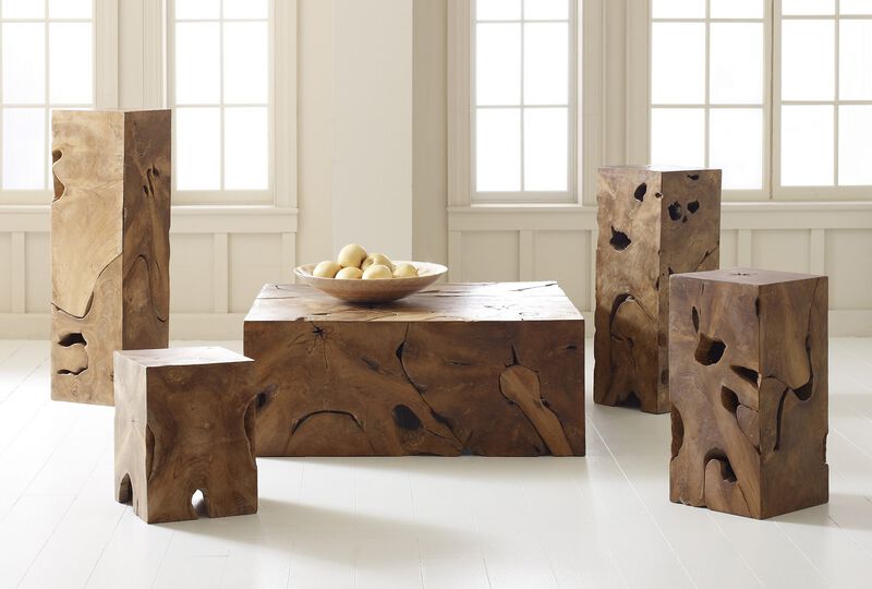 Teak Slice Rectangle Coffee Table