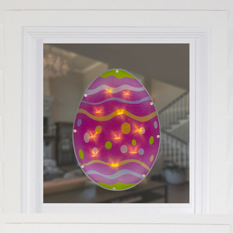 14" Battery Operated LED Lighted Easter Egg Window Silhouette