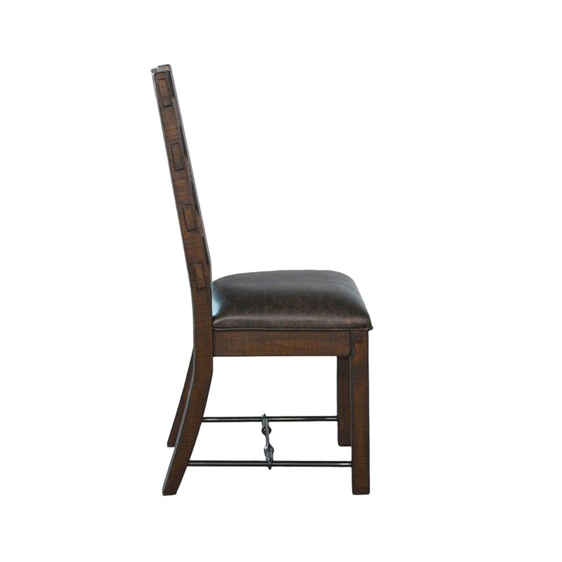 Flint Dining Side Chair Set of 2, Fabric, Dark Brown Mahogany, 19 Inch - Benzara