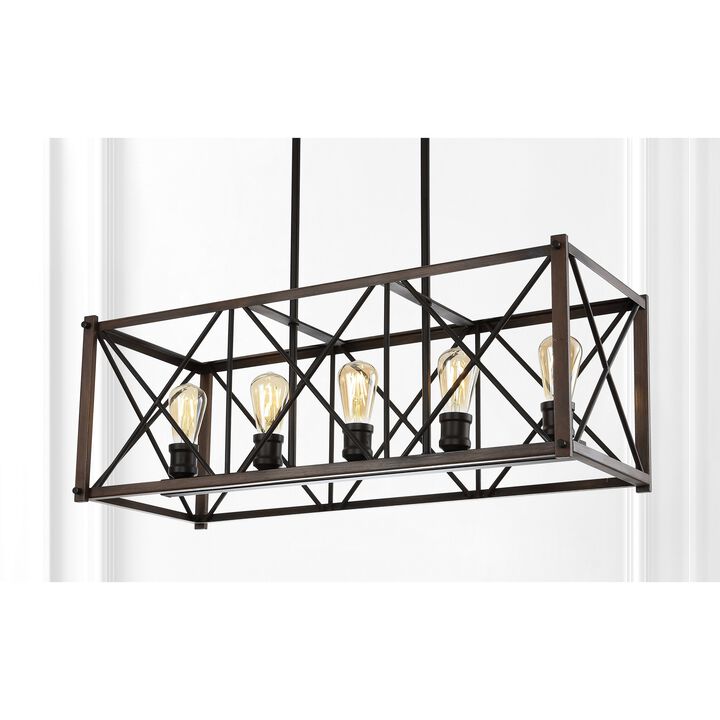 Galax 5-Light Adjustable Iron Farmhouse Industrial LED Dimmable Pendant