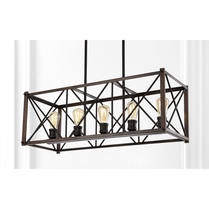 Galax 5-Light Adjustable Iron Farmhouse Industrial LED Dimmable Pendant