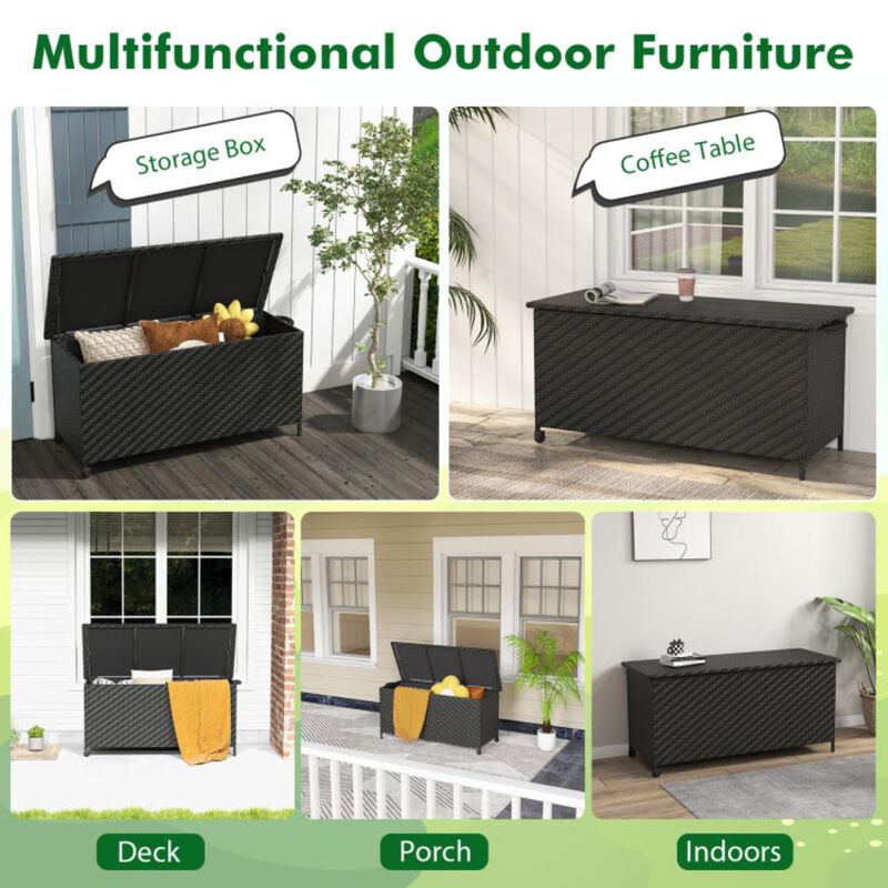 Hivvago 85 Gallon Outdoor Storage Box with Removable Liner and Universal Wheels