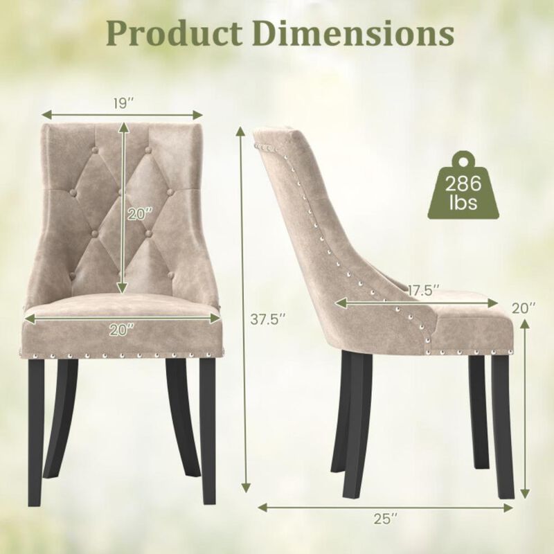 Tufted Wingback Upholstered Dining Chairs Set of 2 for Elegant Dining Room Seating